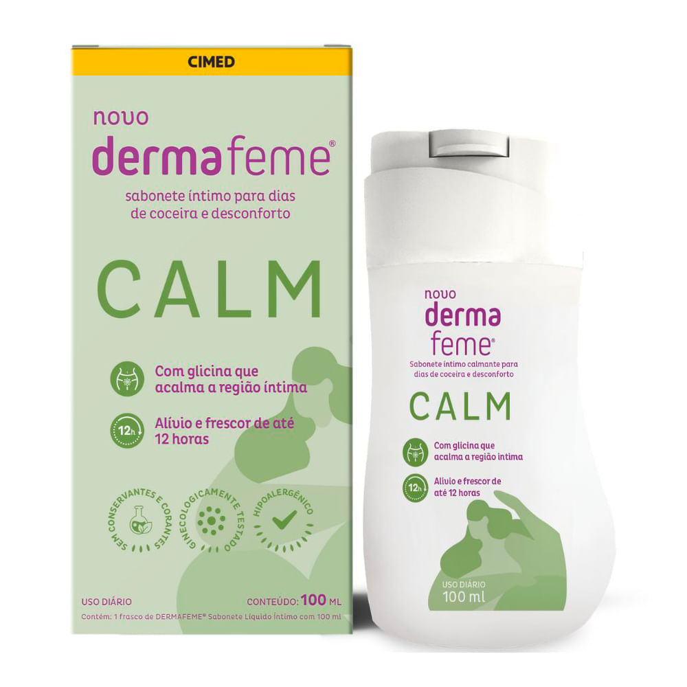 Sabonete Líquido Íntimo Dermafeme Calm 100ml em Oferta na Shopee