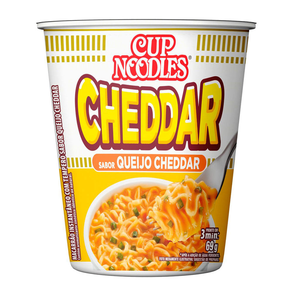 Macarrão Instantâneo Cup Noodles Sabor Queijo Cheddar com 69g em Oferta na Shopee