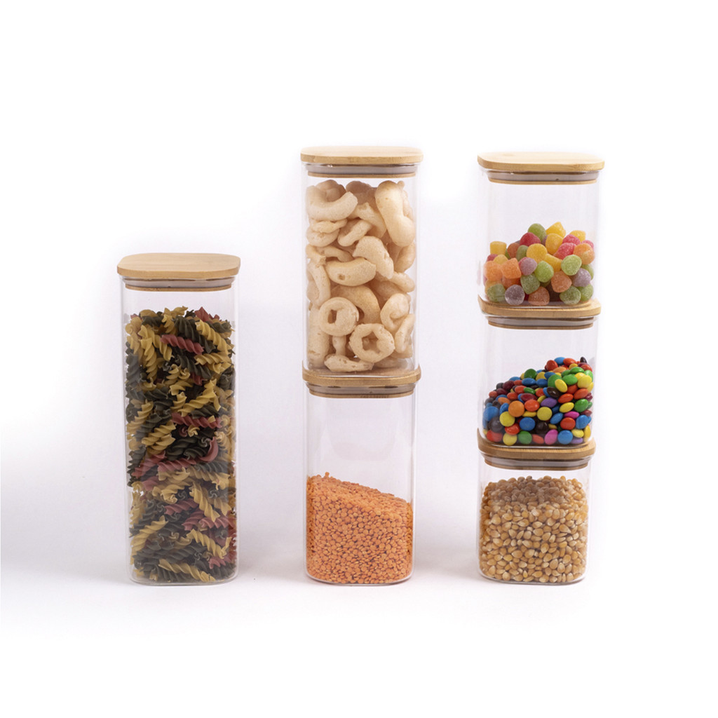 Kit Potes Hermeticos Vidro Quad Flat 1900/1400/800ml - 6 pçs Oikos em Oferta na Shopee