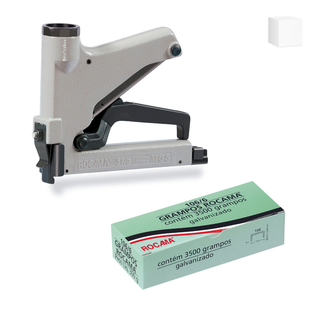Kit Grampeador 51/A + Grampo Rocama 106/6 Caixa Com 3500 Grampos