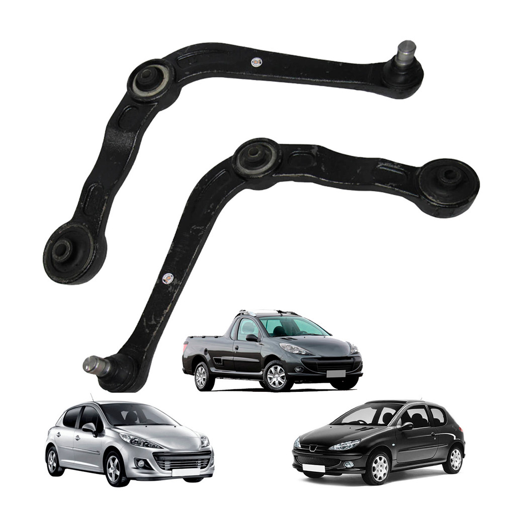 Par Bandeja Suspensão Completa C/ Pivô Peugeot 206 207 SW Escapade Hoggar Direito Esquerdo