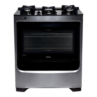 Fogão Consul 5 Bocas Cor Inox com Mesa de Vidro e Grade de Ferro Fundido - CFS5VAR em Oferta na Shopee