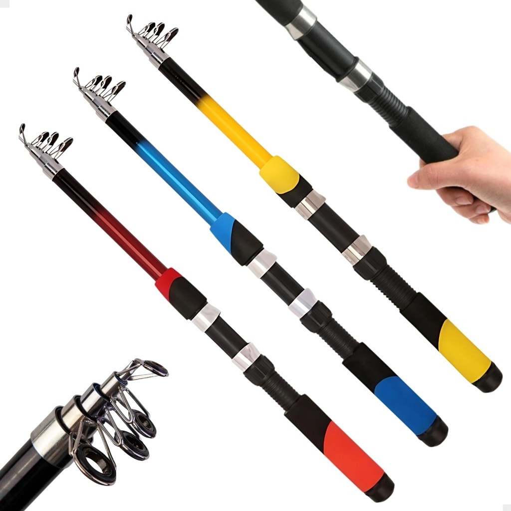 Kit 3 Varas Pesca 1,70m Barata Fibra de Vidro Para Molinete Telescópica Resistente Pescaria em Oferta na Shopee
