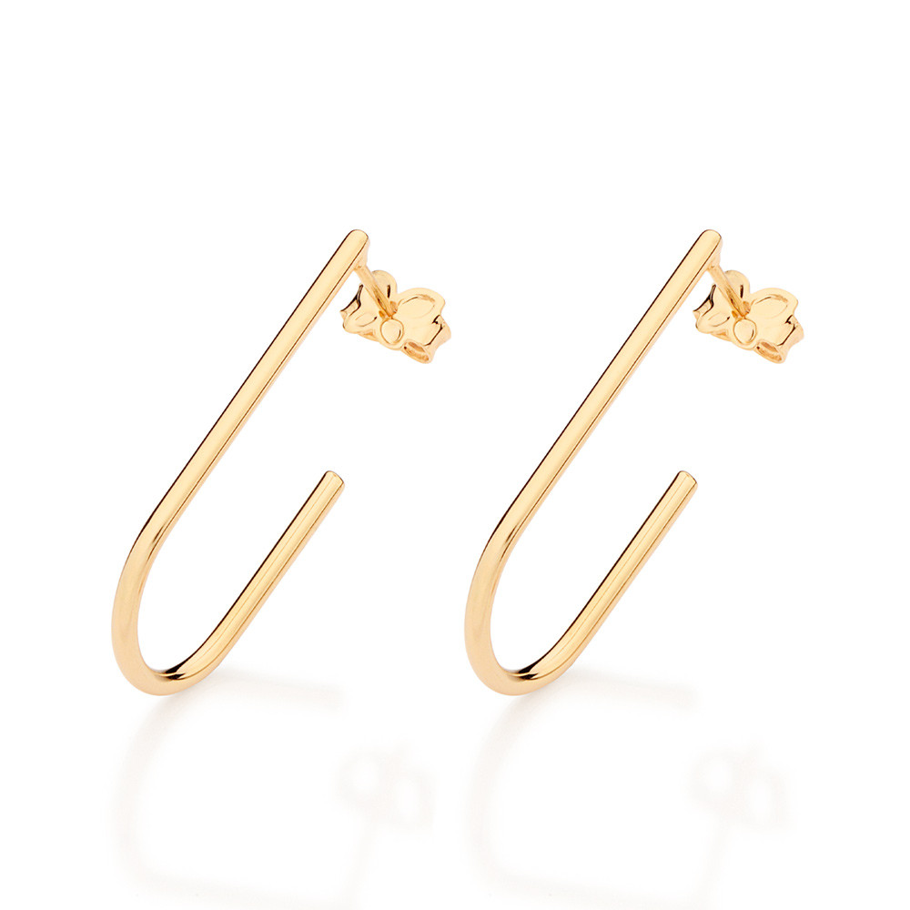 Brinco Rommanel meia argola banhado a ouro 18k 527576