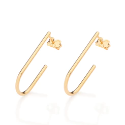 Brinco Rommanel meia argola banhado a ouro 18k