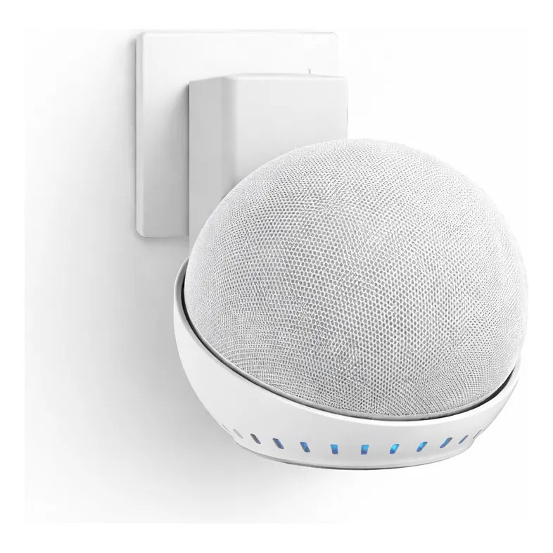 Suporte Alexa Echo Dot 4/5 Geração Tomada Parede Sem Furo Organizador de Cabo - Preto/Branco