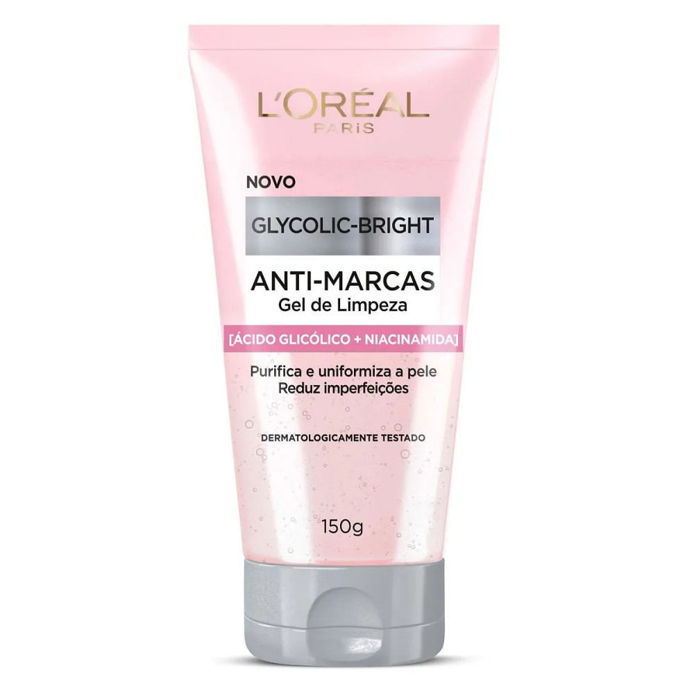Gel de Limpeza Facial Anti-marcas L'oréal Paris Glycolic Bright 150g em Oferta na Shopee