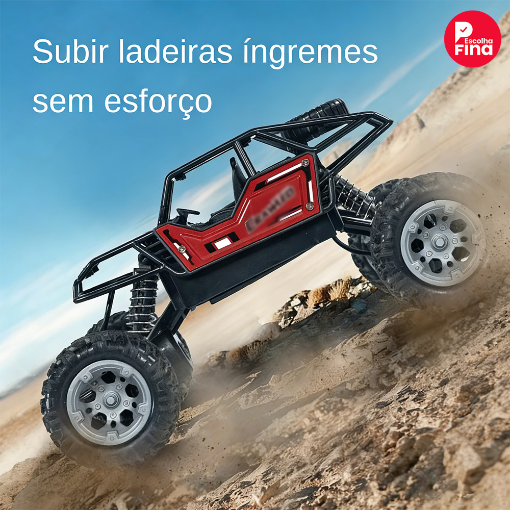Jeep Elétrico Controle Remoto 4x4 Rock Crawler Recarregável USB Terra Areia Pedra Durável Presente
