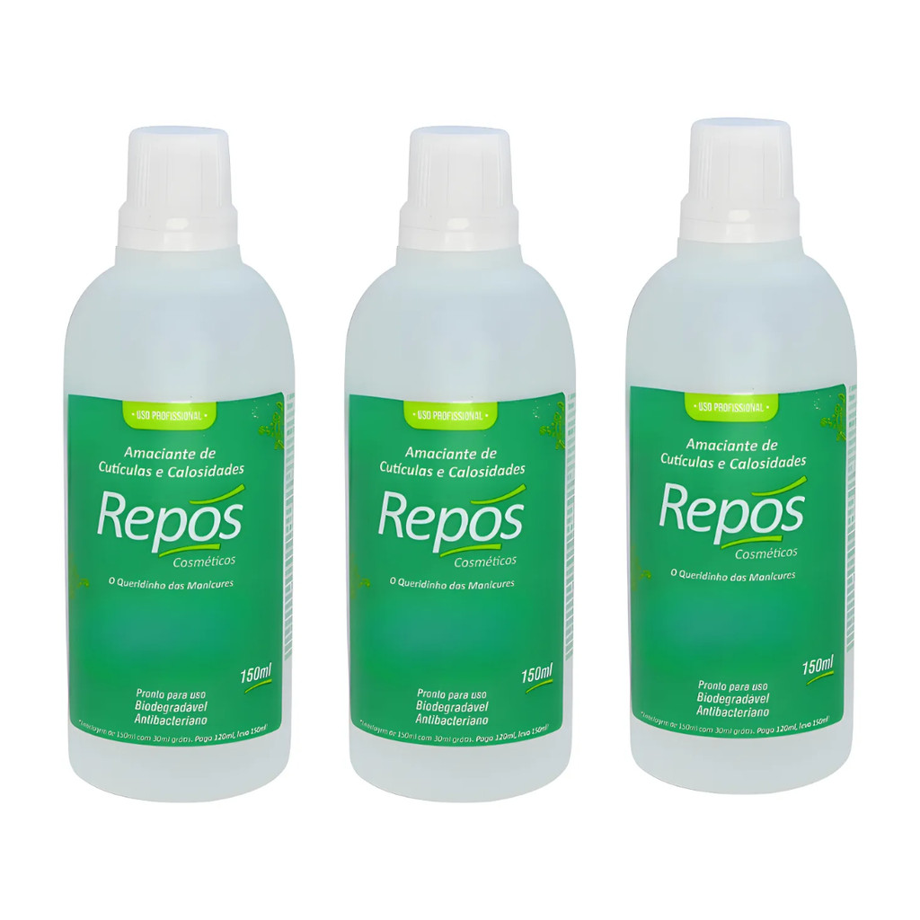 Kit 3 Amaciante Cuticulas Calosidade Repos 150ml