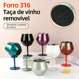 Taça Copo Térmico Aço Inox 2 Em 1 410 ml | Haste Removível, Parede Dupla e Isolamento em Oferta na Shopee