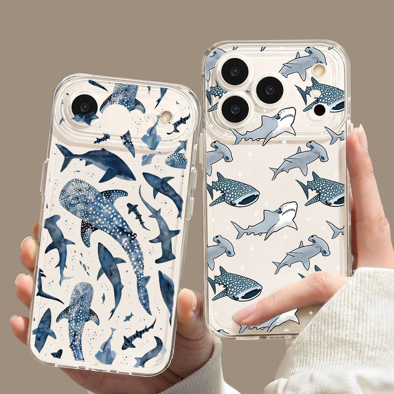 Capa Transparente Com Padrão De Baleia De Tubarão Oceano Para Samsung Galaxy A57 A56 A36 A26 A55 A16 A15 A07 A06 A54 A53