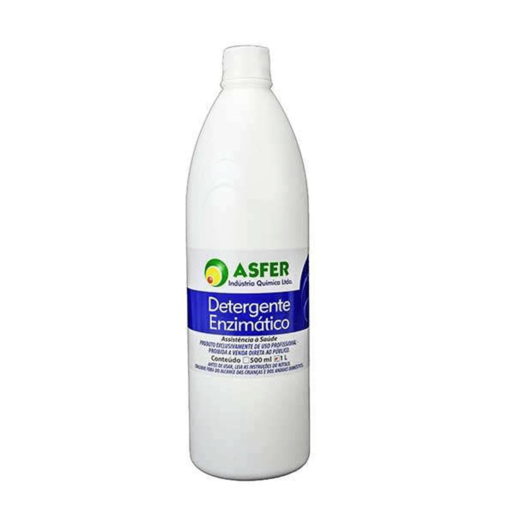 Detergente Enzimático Asfer 3 Enzimas 1 Litro - Limpeza Profunda de Instrumentos Odontológicos Estét