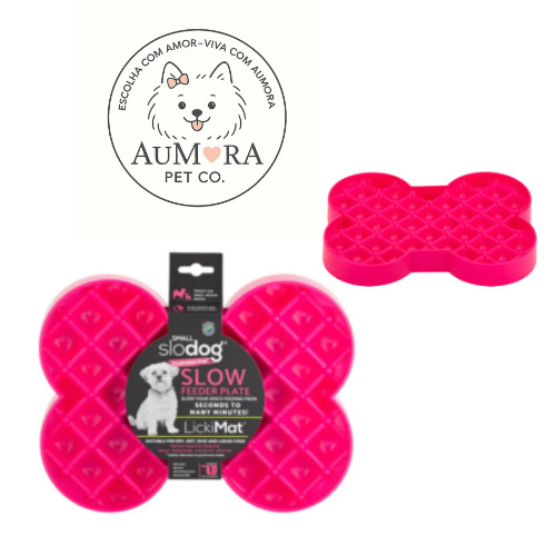 Comedouro Lento e Tapete de Lamber para cães Slodog Small(P) Rosa - Lickimat
