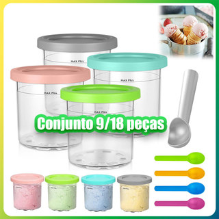 Copo De Sorvete,Recipientes Com Tampas Para Máquina Creami Pints NC301 NC300 NC299AMZ Series,Conjunto de 9/18 pçs