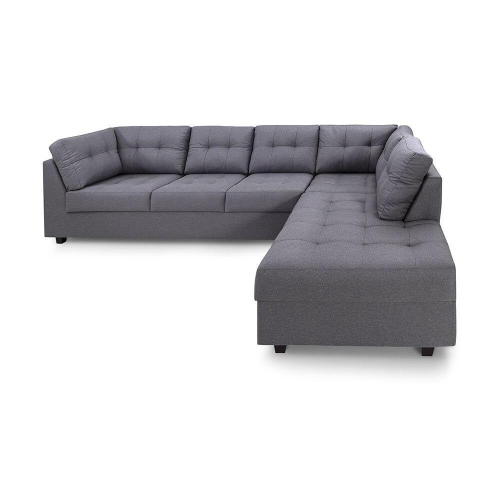 Sofá de Canto 6 Lugares Herval Gran, Chaise Esquerda, Linho Cinza