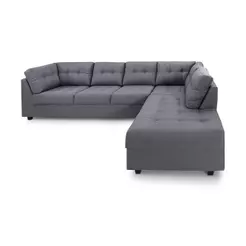Sofá de Canto 6 Lugares Herval Gran, Chaise Esquerda, Linho Cinza