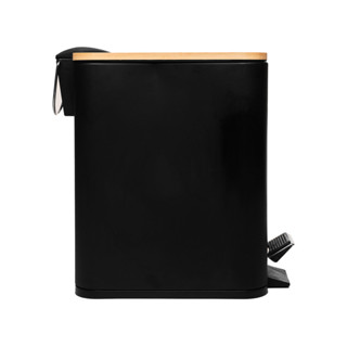 Lixeira Retangular de Metal com Pedal e Tampa em Bambu Preta 5L - Lyor em Oferta na Shopee