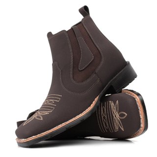 Botina Bota Texana Country Masculina Bico Quadrado Bordado Confortável