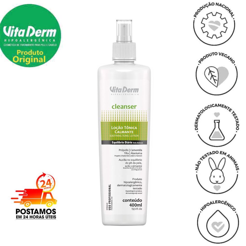 CLEANSER LOÇÃO TÔNICA CALMANTE 400ML - VITA DERM