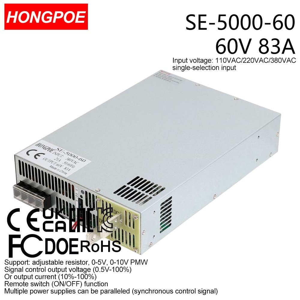 0-60V 83A 5000W Ajustável AC-DC 5V 10V PLC/PMV Transformador De Controle De Sinal , Adequado Para motor/Bateria/solar/in