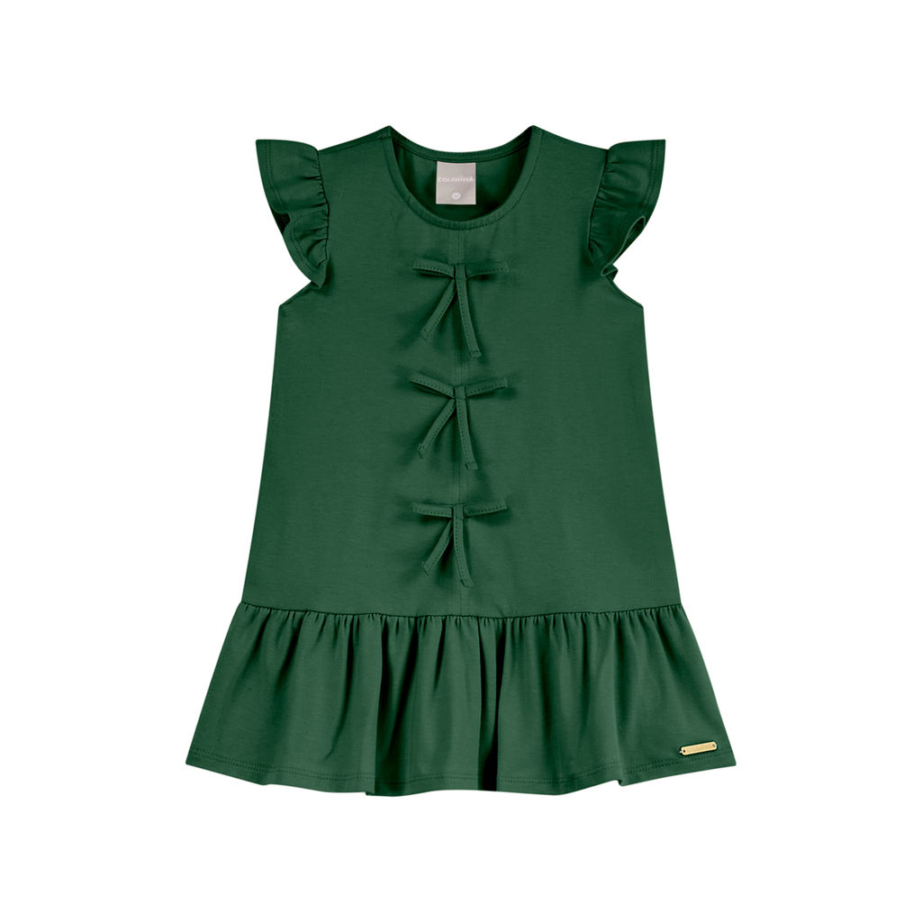Vestido Infantil Menina Curto Laços Colorittá Verde