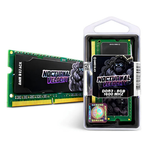 Memória RAM Para Notebook DDR3, 8GB, 1600MHz, Gamer Black NOCTURNAL VELOCITY, CL11, Low Voltage, Verde - GBK1600N11/8