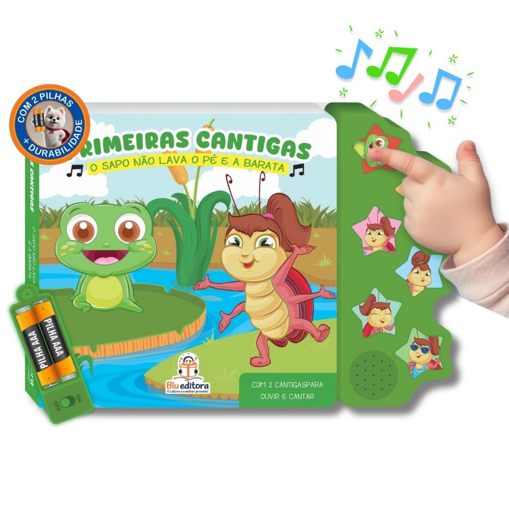Livro Musical para crianças Primeiras Cantigas Infantil com Som