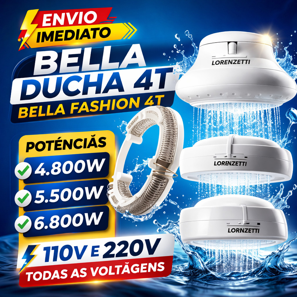Resistência lorenzetti Compatível  Bella Ducha 4T / D.Fashion 4t /Ultra 4T 6800,4800,5500W 110 E 220 em Oferta na Shopee