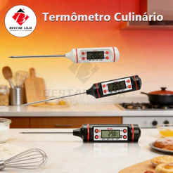 BESTAR LOJA Termômetro Culinário Digital Espeto Tp101 Alimento Cozinha Carnes Bebidas Líquidos Alta Precisão
