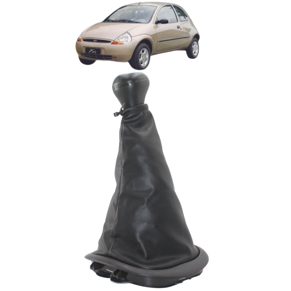 Coifa Bola de Cambio Ford Ka 1996 1997 1998 Até 2000 Base Preta Bola Cinza