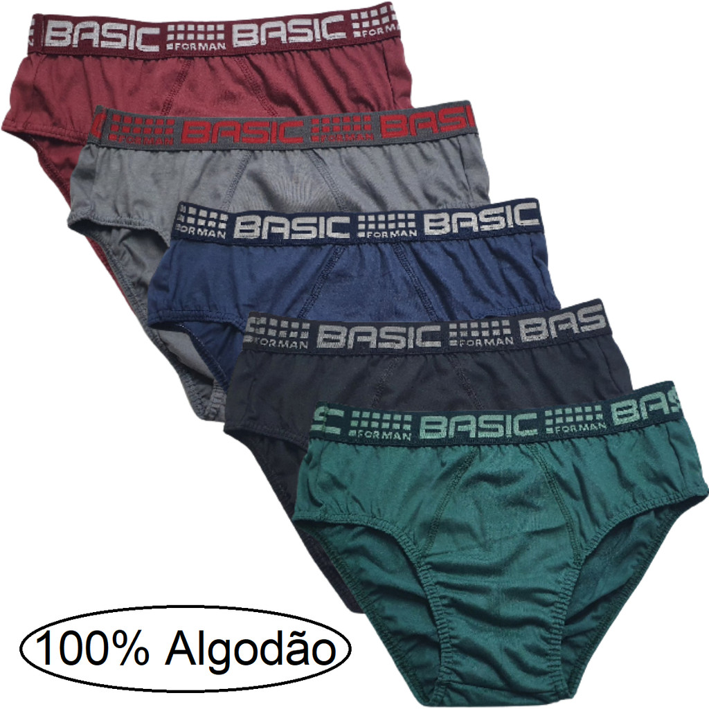 Kit 9 Cuecas Slip Tradicionais Masculina 100% Algodão - 2 em Oferta na Shopee