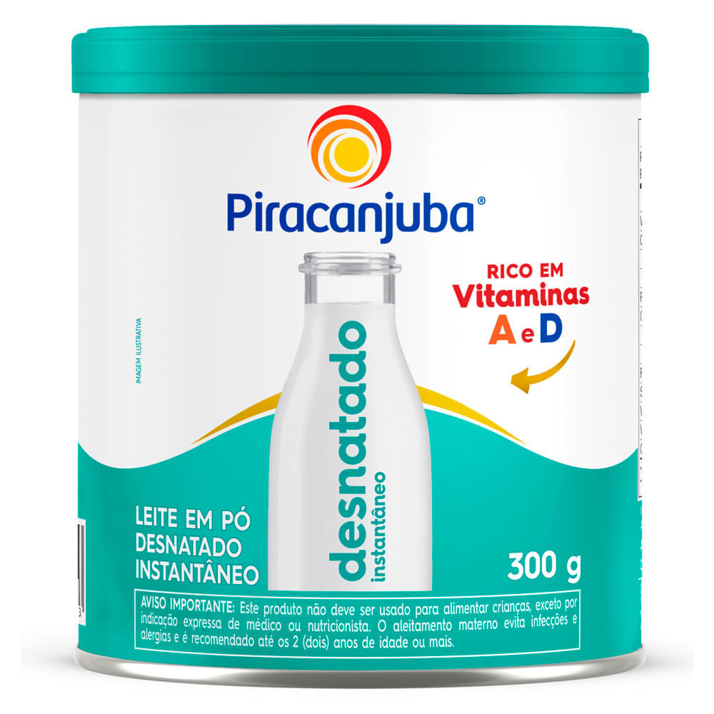 Leite em Pó Piracanjuba Desnatado Instantâneo Lata 300g