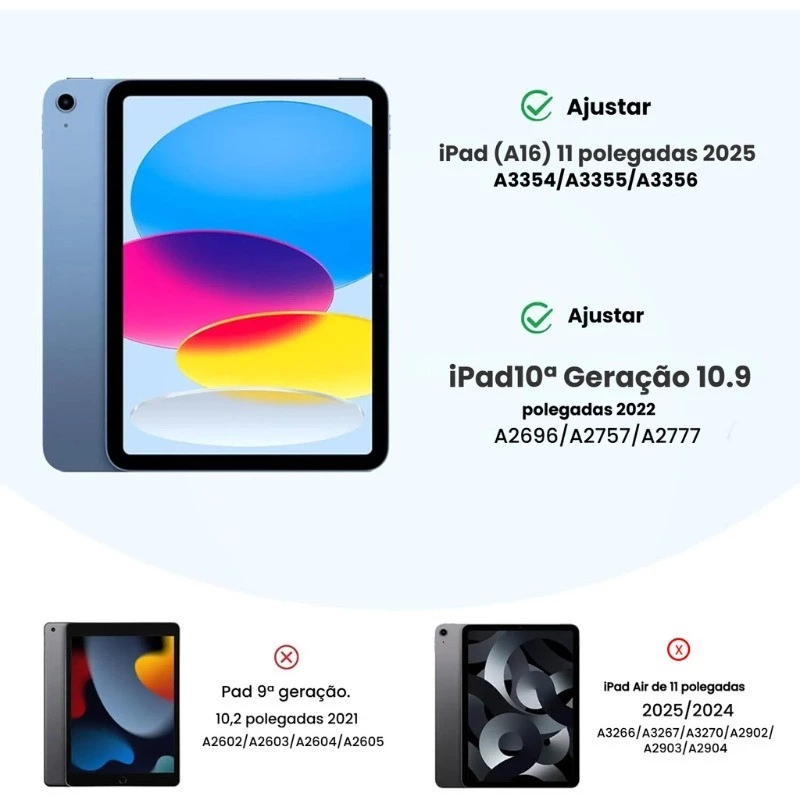 Capa Trifold para iPad A16 11" e 10 10,9" Smart Folio com Suporte Caneta — foto 7