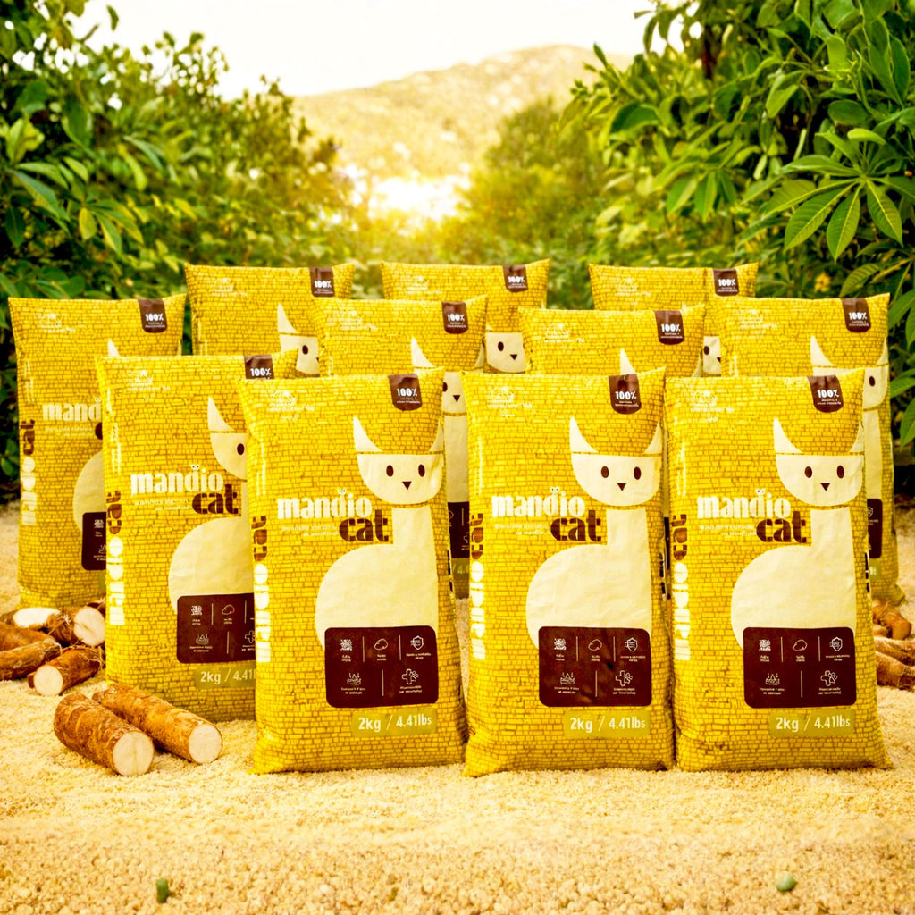 Kit 10 Areia Gato Mandiocat Higienica 20kg Natural Mandioca
