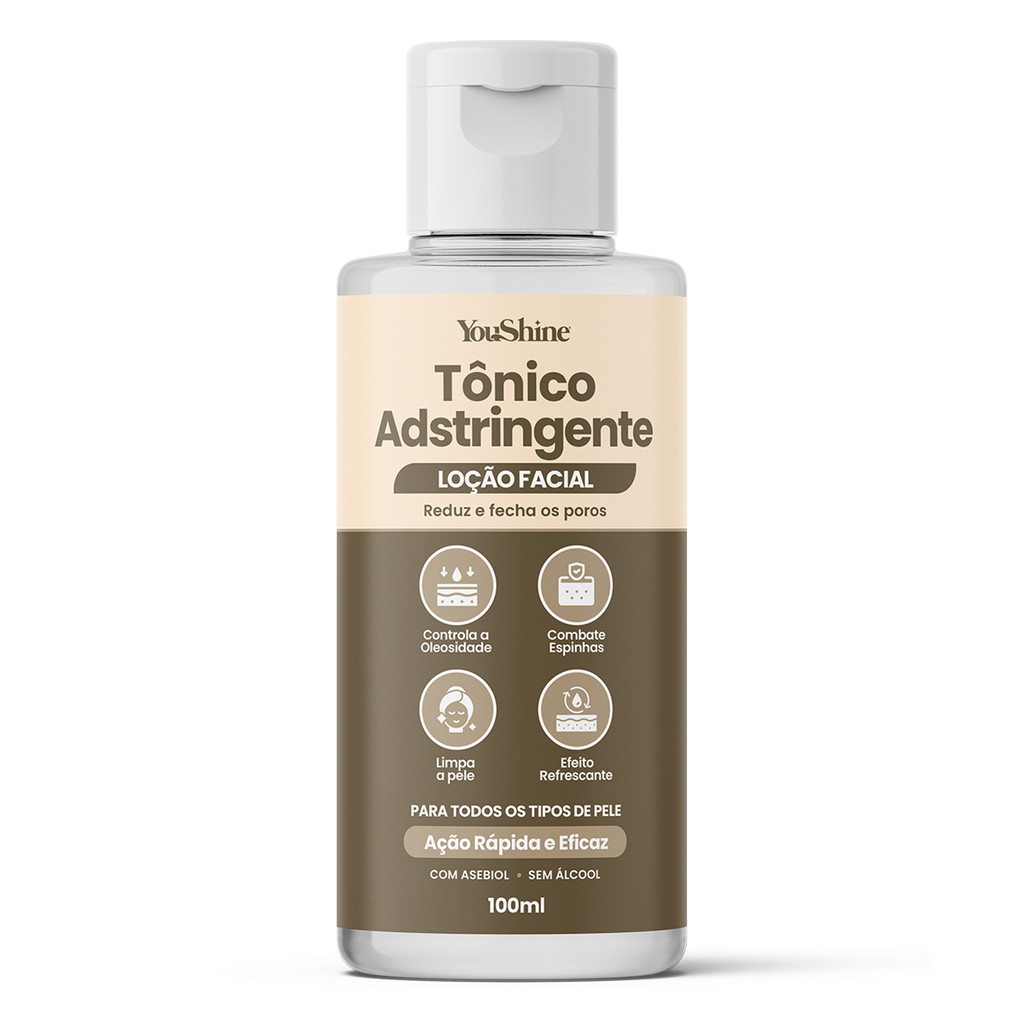 Tônico Adstringente Facial YouShine 100ml Loção Limpeza de Pele Fecha os Poros e Controla Oleosidade