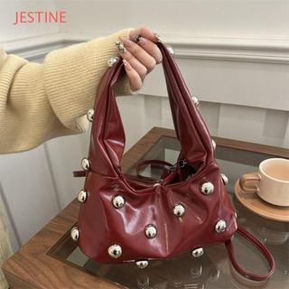 JESTINE Bolsa De Ombro Com Rebite , Axilas Estilo Punk Y2k Feminina De Couro PU Corpo Cruzado E Rua