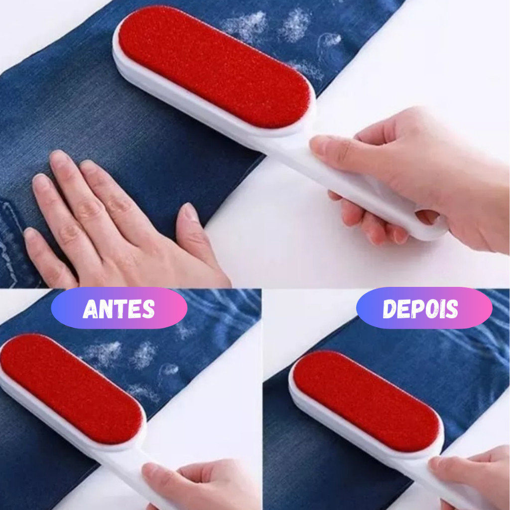 Escova Removedora de Pelos com Cabo para Sofá Carpete Roupas e Cobertores