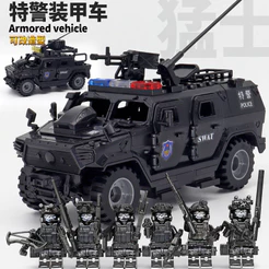 2000 peças de blocos militares compatíveis com Lego SWAT carro blindado veículo off-road brinquedo de montar para menino