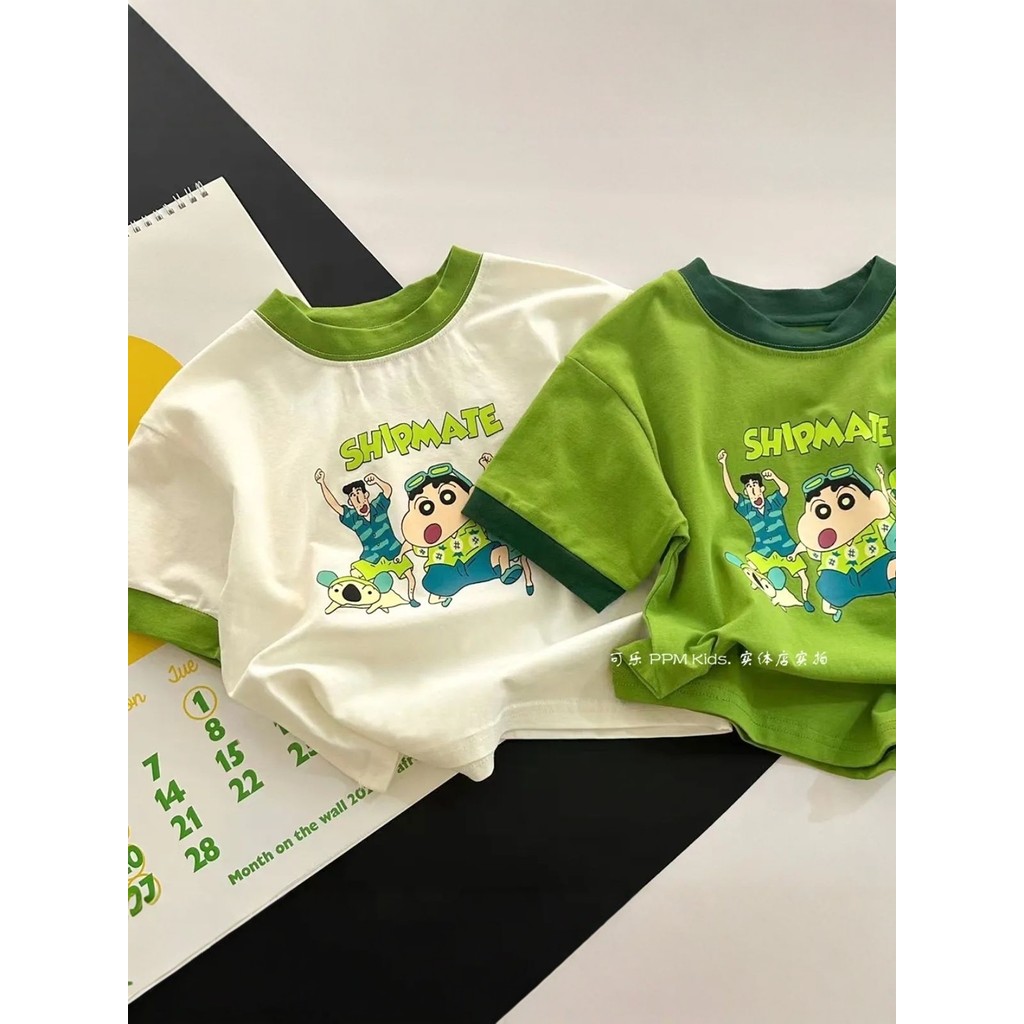 100% algodão crianças camiseta de manga curta verão solto impressão dos desenhos animados meninos meninas crianças roupa