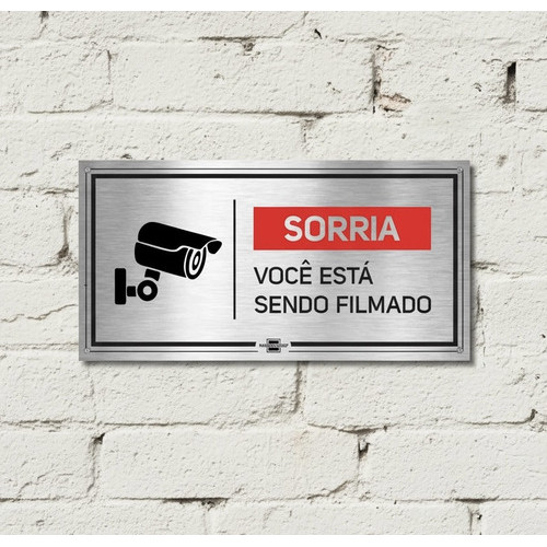 Placa Sorria Você Está Sendo Filmado 20x10 Cm Pvc Adesivado