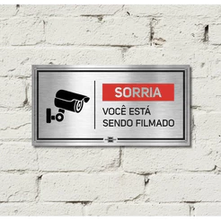 Placa Sorria Você Está Sendo Filmado 20x10 Cm Pvc Adesivado
