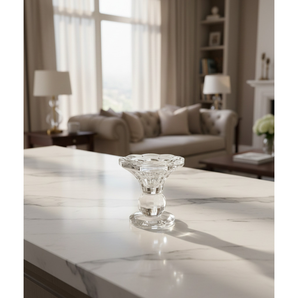 Castiçal Flor Cristal Porta Velas Enfeite Vidro 7cm Decoração