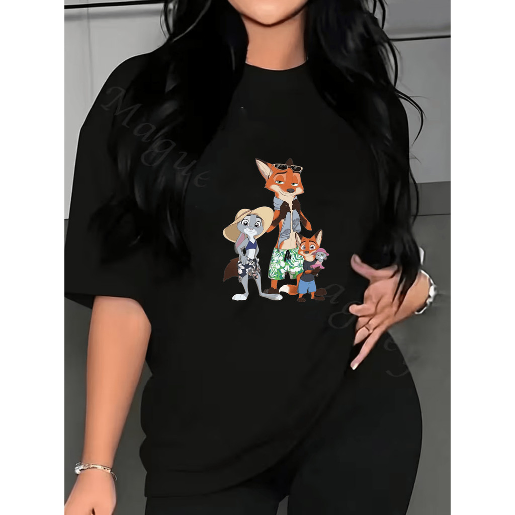 BR.Moonlight Camiseta Feminina Zoo Filme Raposa Laranja Coelho Rato Confortável Fofa Divertida Casual