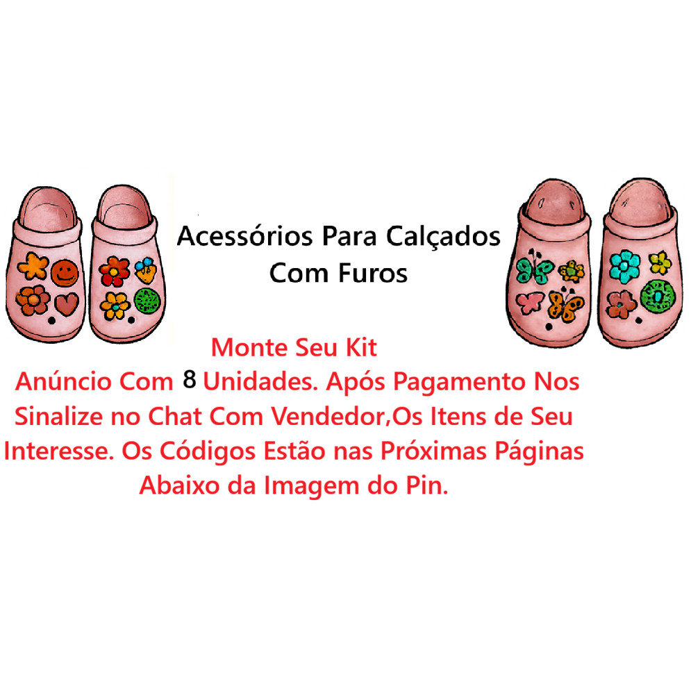 Kit 08 Pins Botons De Sapato , Acessórios Para Sapatos em Oferta na Shopee