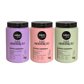 Kit com 3 Máscaras SOS Hidratação: Ultra Cachos + Turbinada + Bio-Reconstrução Salon Line em Oferta na Shopee