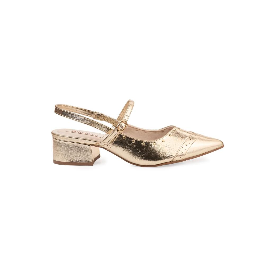 Slingback Bebecê com Bico Fino, Tachas e Salto Médio em Oferta na Shopee