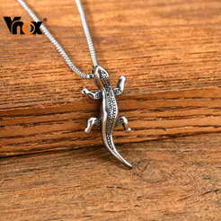 Vnox Gecko Lagarto Animal Pingente Colares Corrente Para Homem , Punk Hip Hop Único Aço Inoxidável Jóias Criatividade Pr