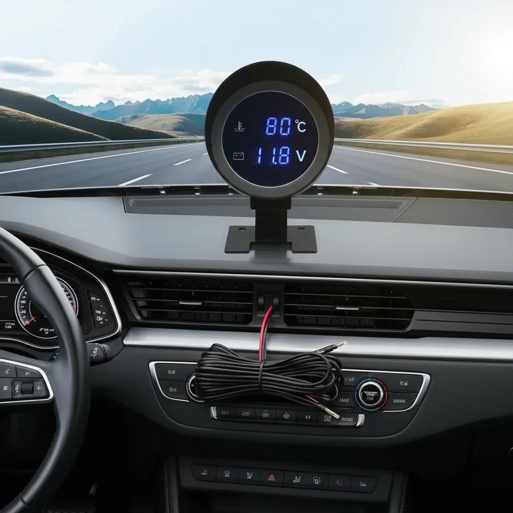 Voltímetro E Marcador De Termperatura Automotivo 12/24v Klx
