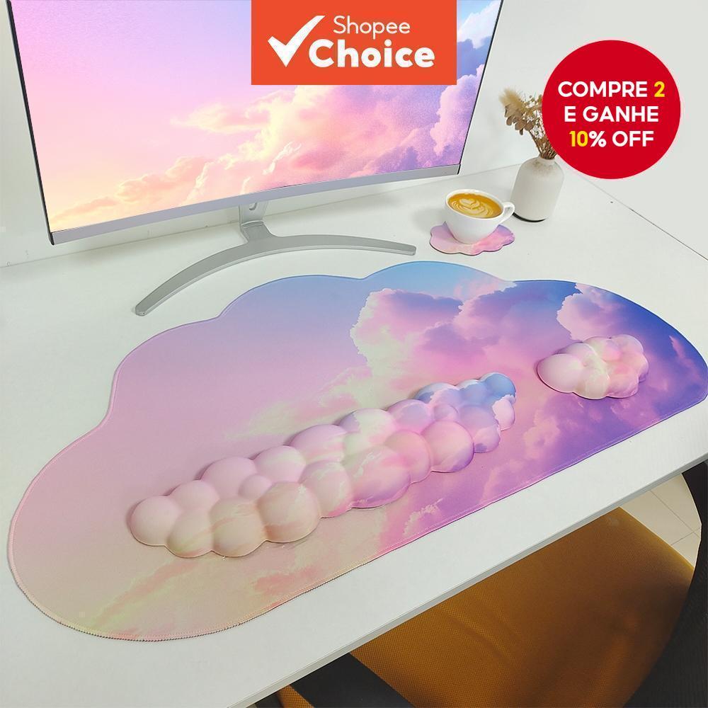 4 Pcs Cloud Mouse Pad E Teclado Descanso De Pulso , Conjunto De Tapete De Mesa Grande Estendido , Espuma De Memória Anti