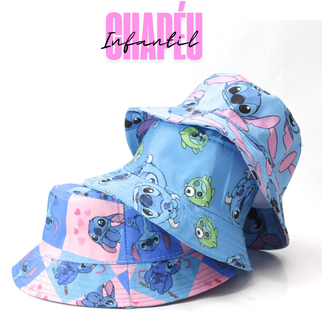 Boné Praia Chapéu Bucket Hat Ohanna Lilo Stitch Infantil, Divertidamente Cata Ovo Disney